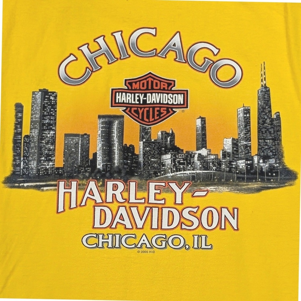 Vintage Harley-Davidson Chicago Sleeveless T-Shirt Yellow Mens Large 2008 USA